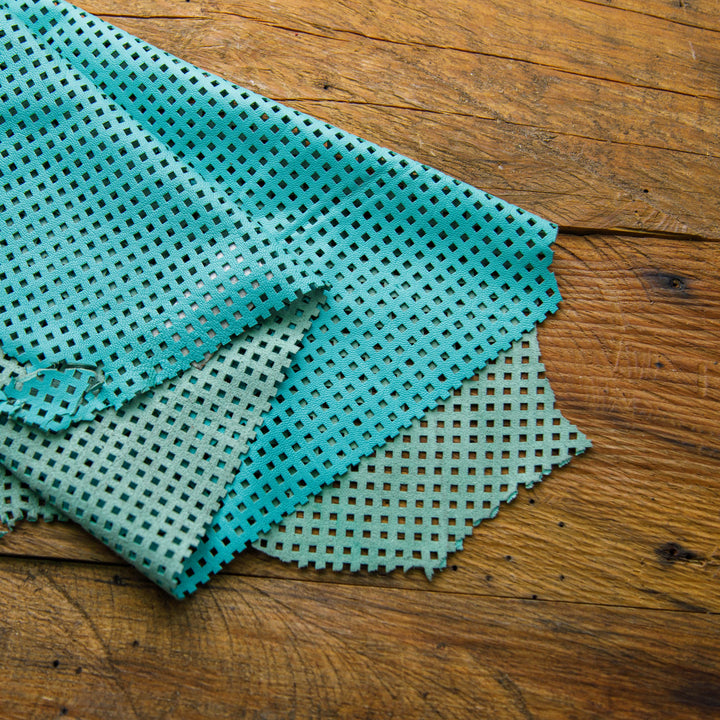 AQUA PERFORATED LEATHER