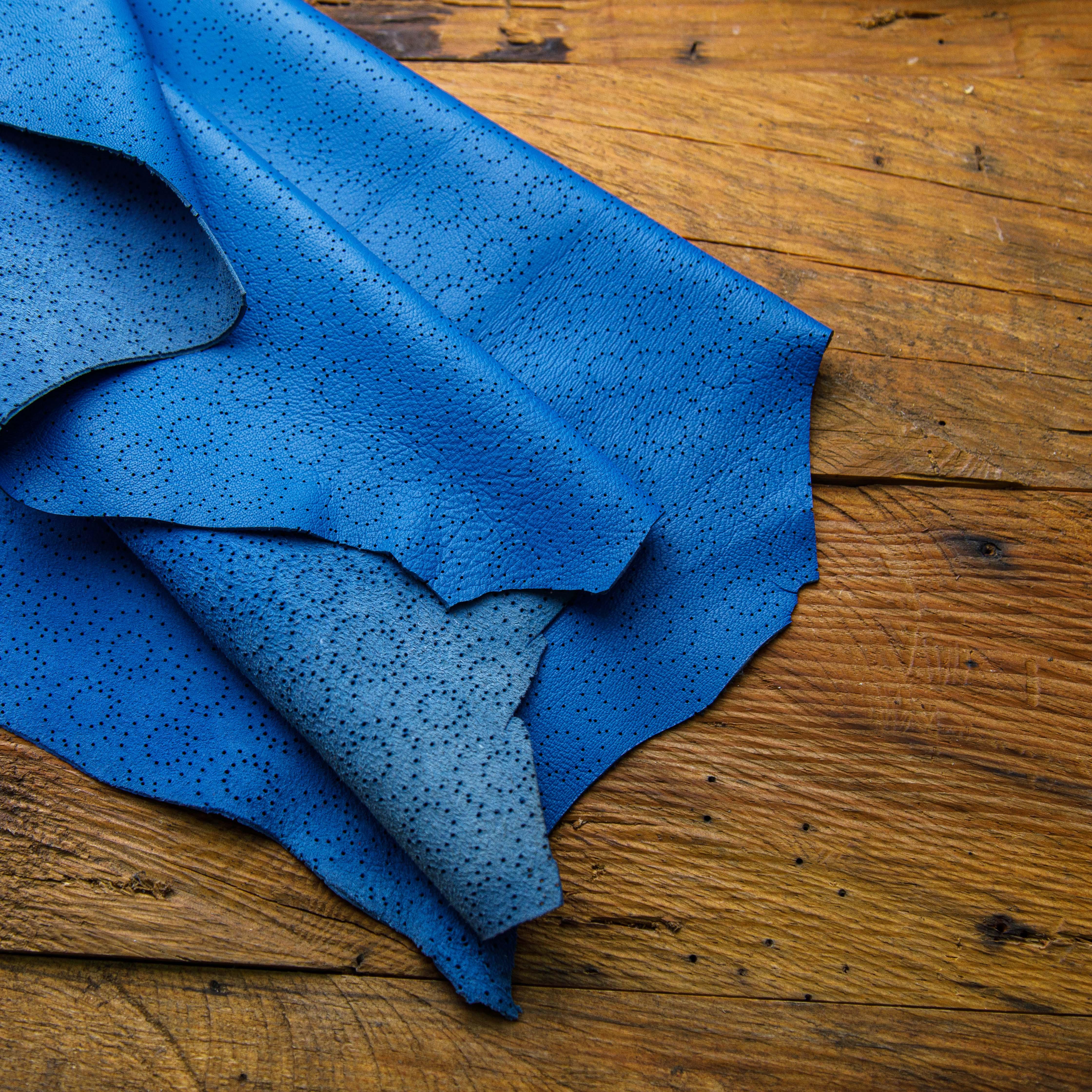 Blue Perforated Leather Hides – Style, & Durability
