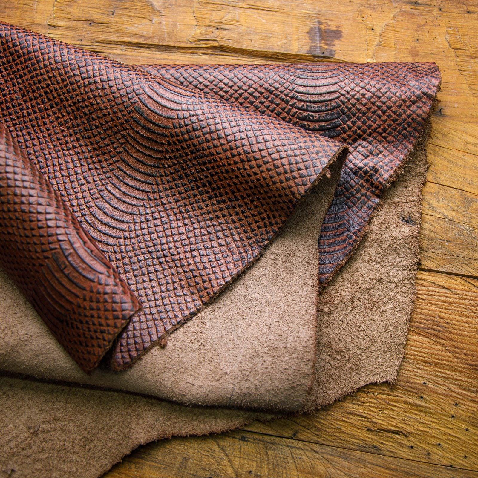 Maroon Lizard Plate Embossed Leather Hide – Leather Hub