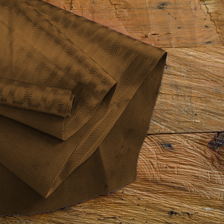 Brown retro embossed cowhide leather