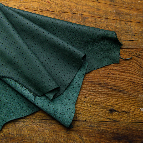 Dark Green perforated leather