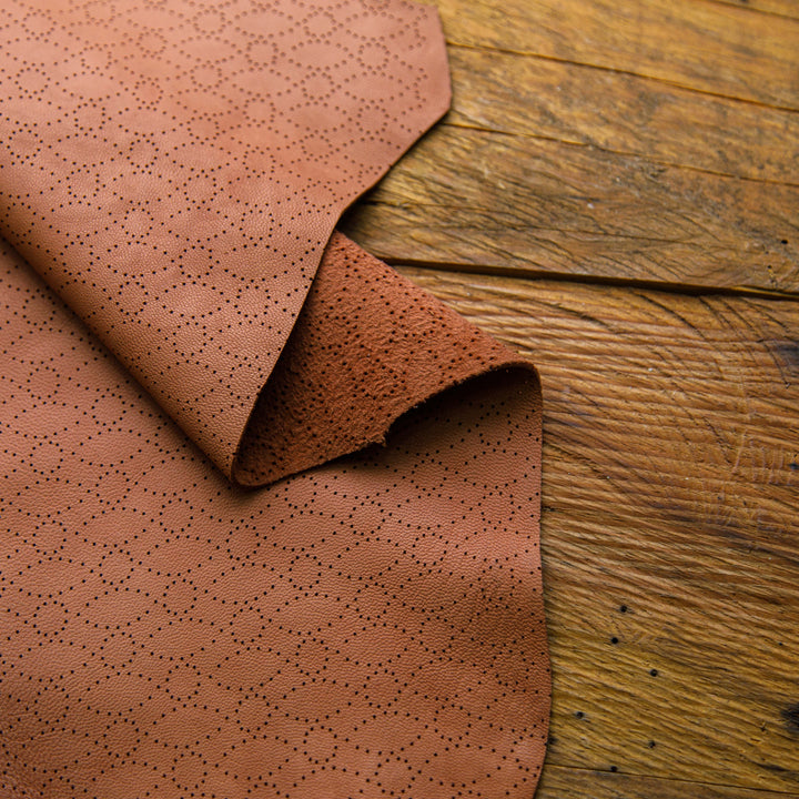 laser cut brown flower pattern leather