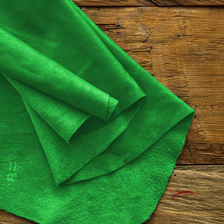 Green nappa finish cowhide leather