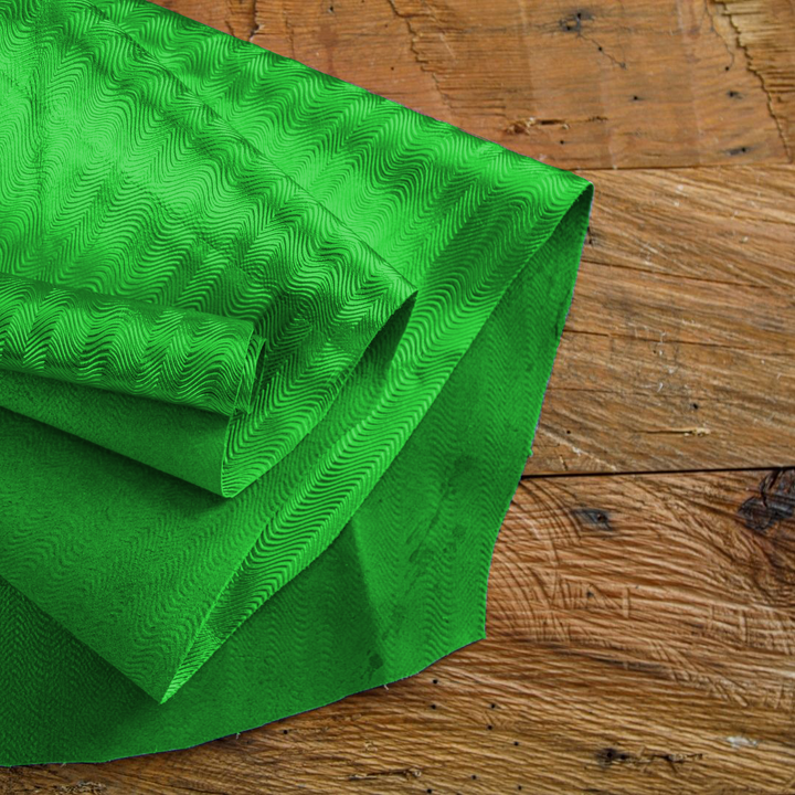 Green retro embossed cowhide leather