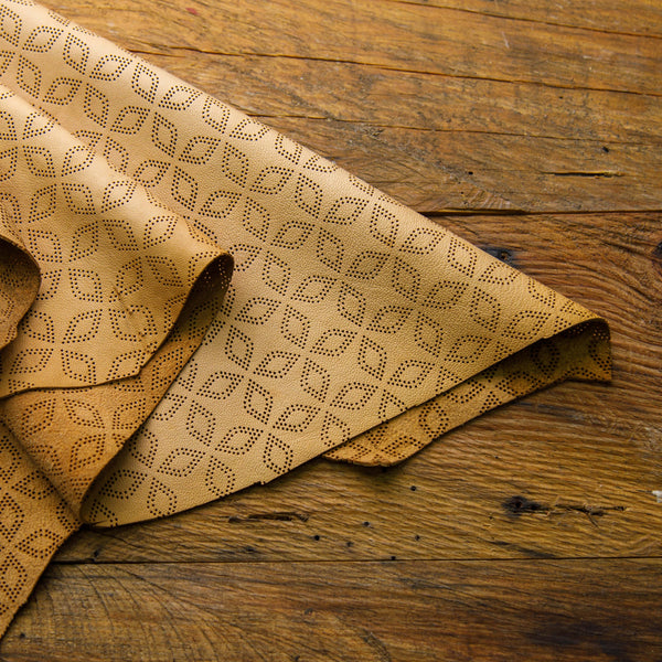 laser cut light brown leather