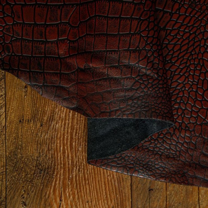 Mahroon Crocodile Sheep Skin Leather Hides