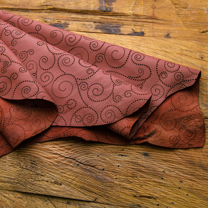 Maroon Laser cut Flower Patter leather