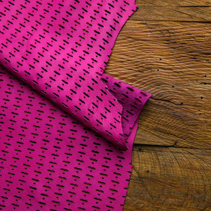 Neon Pink Perforated leather