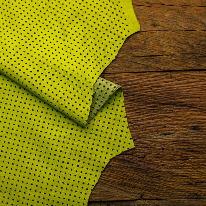 neon green perforated leather skin