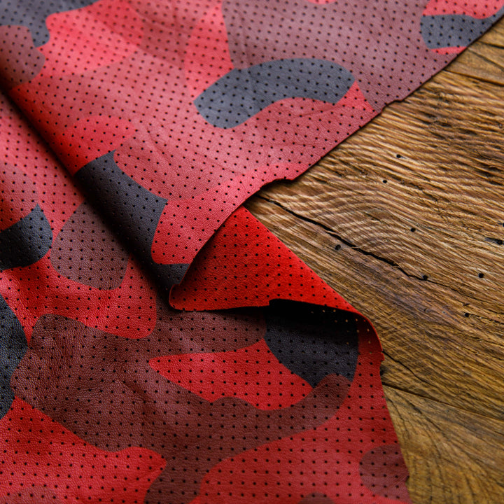 PERFORATED CAMO PRINTED LEATHER