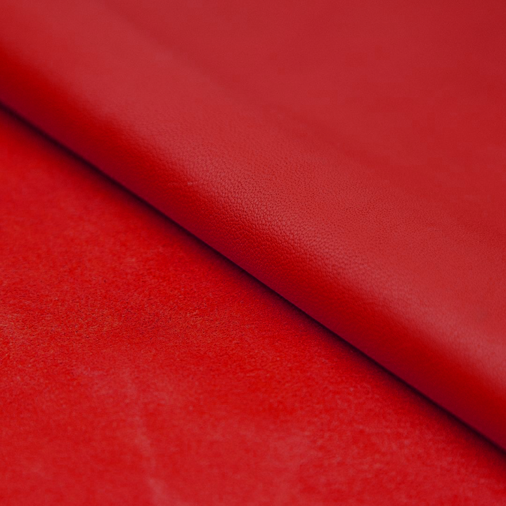 Red matte finished deerskin leather hide