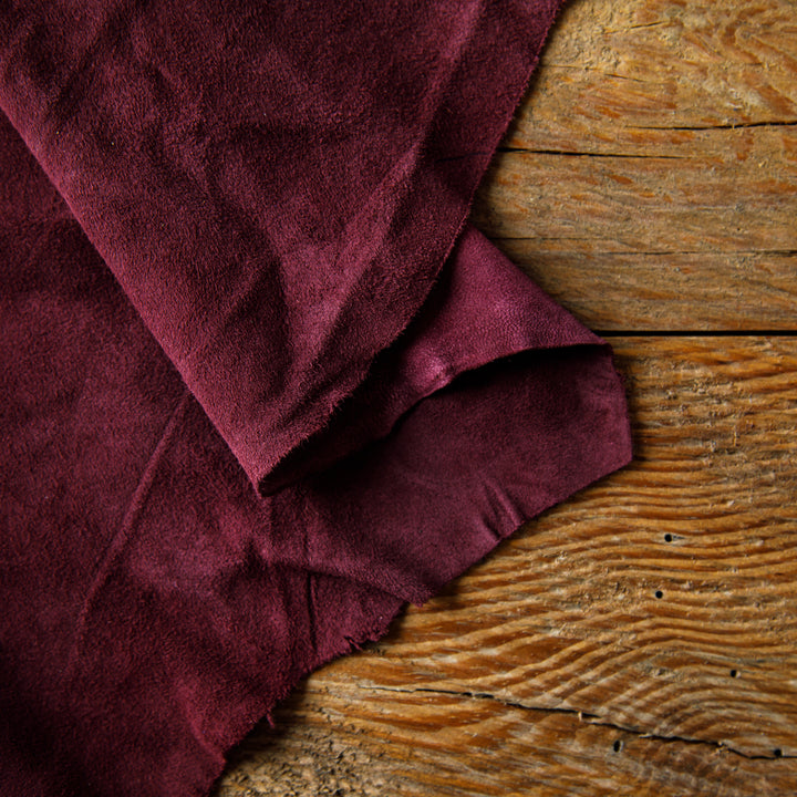 Burgundy Goat Suede Leather – Leather Hub