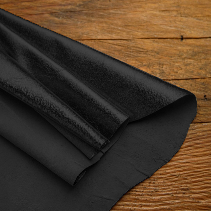 Black Metallic buffalo leather hide