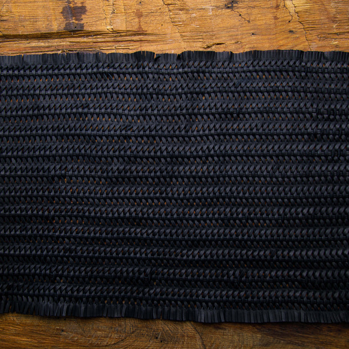 hand made black woven leather skin