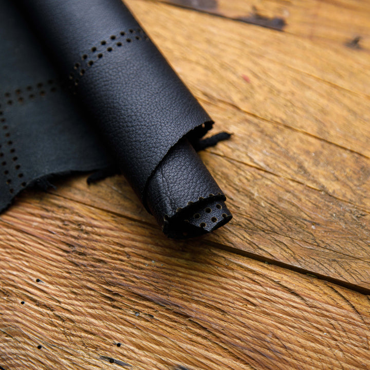 black perforated leather