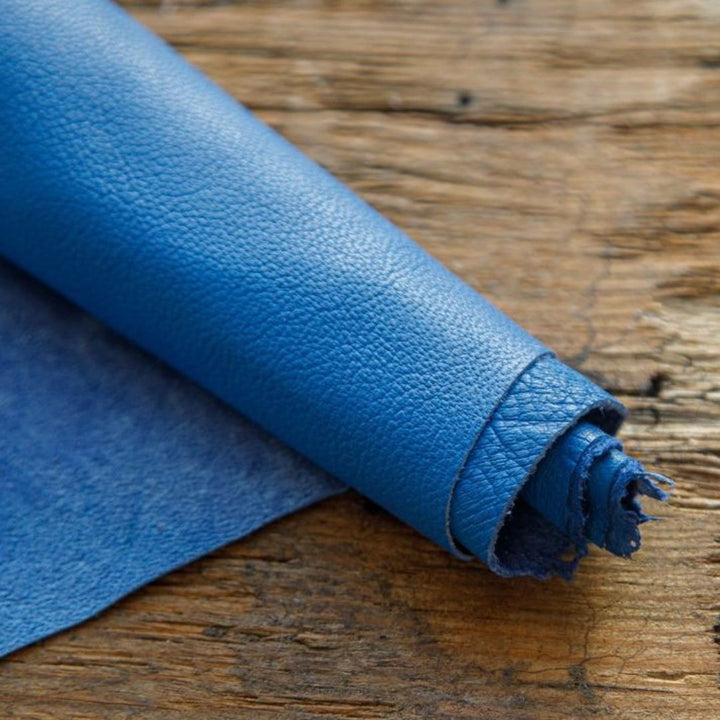 Blue Goat Skin Vegetable Tanned Leather