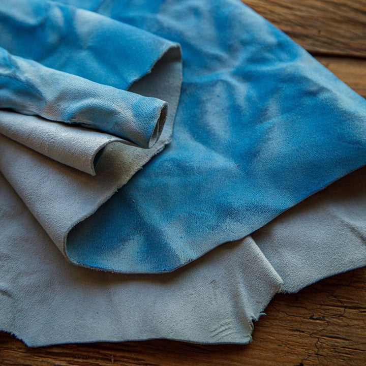 blue tie dye leather