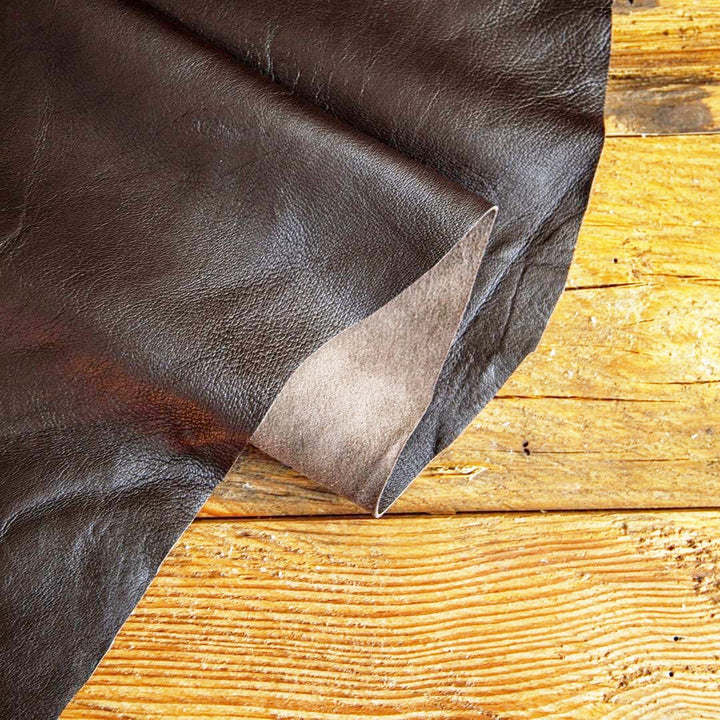 brown high shine leather