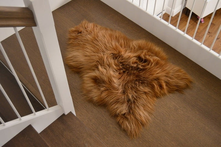 brown sheepskin rug