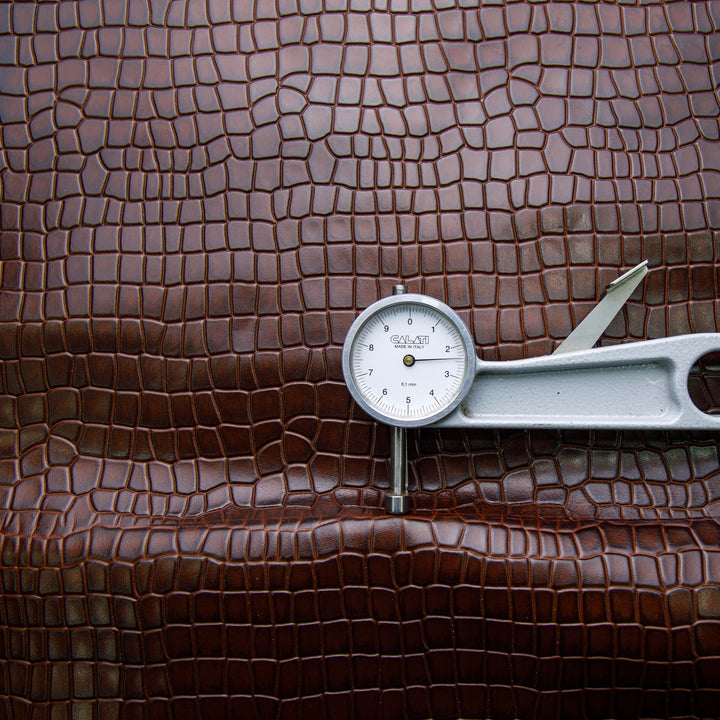 brown croc embossed leather