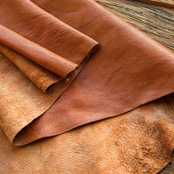 Brown high shine veg tanned leather