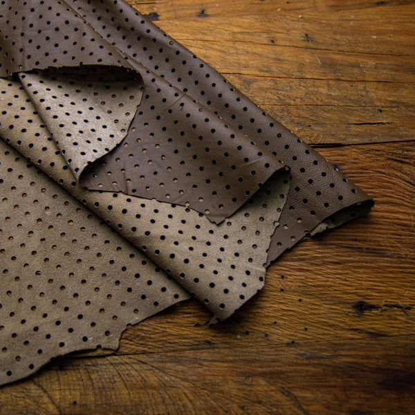 brown perforated leather hide