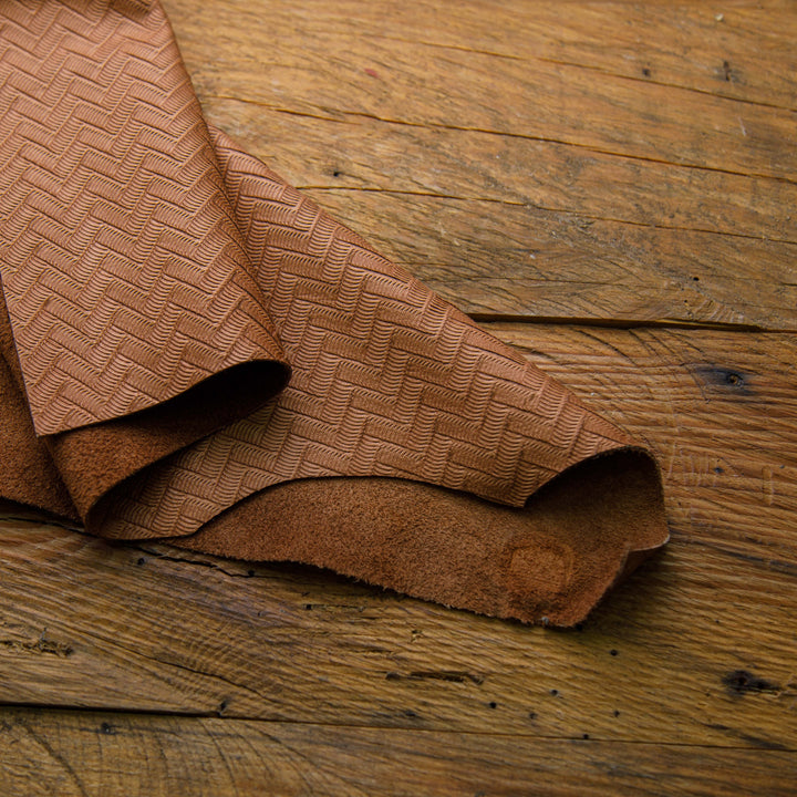 brown woven leather