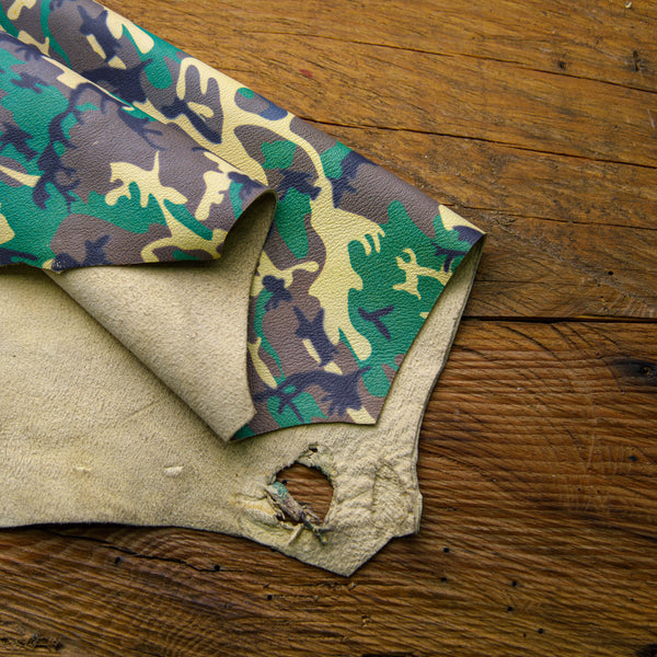 camo printed buffalo leather