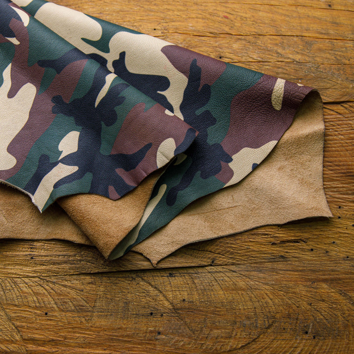 camo printed military leather