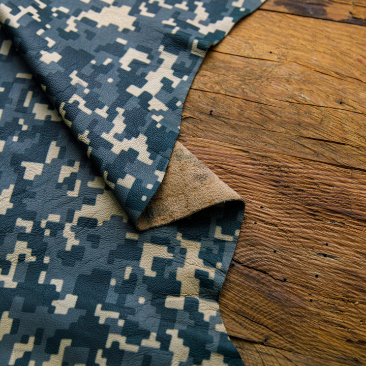 camo printing on cowhide