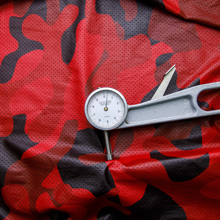 camo red perforated leather