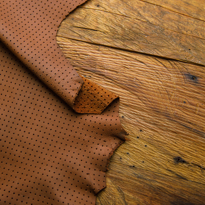 caramel perforated leather