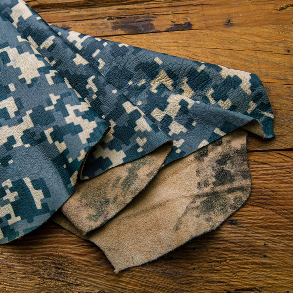 cowhide camo printed leather