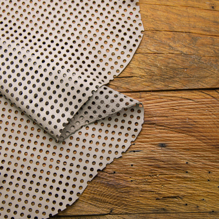 cream color perforated leather