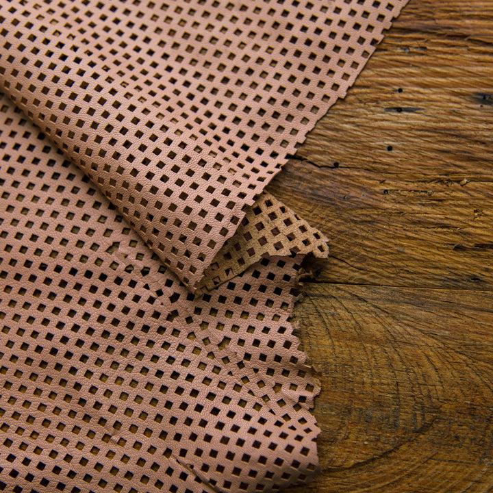 creamy peach perforated leather