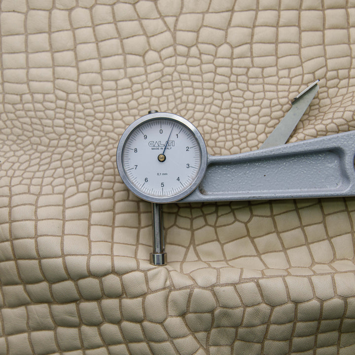 croc embossed light beige leather