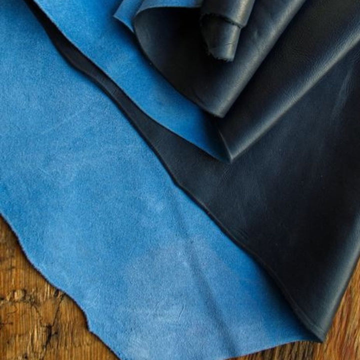 Dark Blue Goat Skin Vegetable Tanned Leather