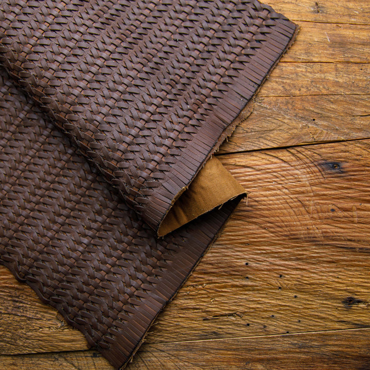 perforated dark brown leather