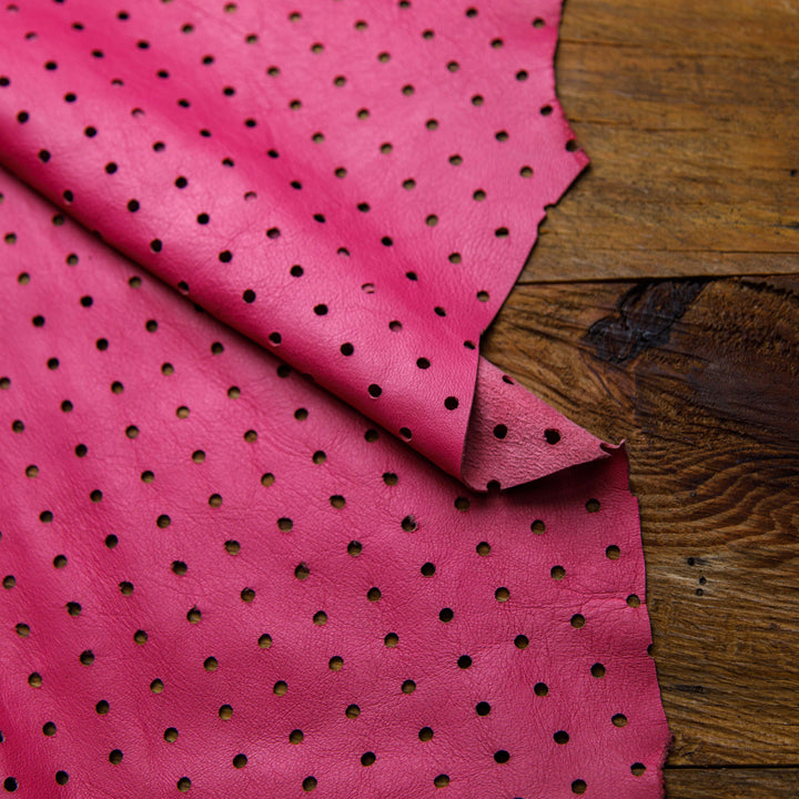 dark pink perforated leather skin