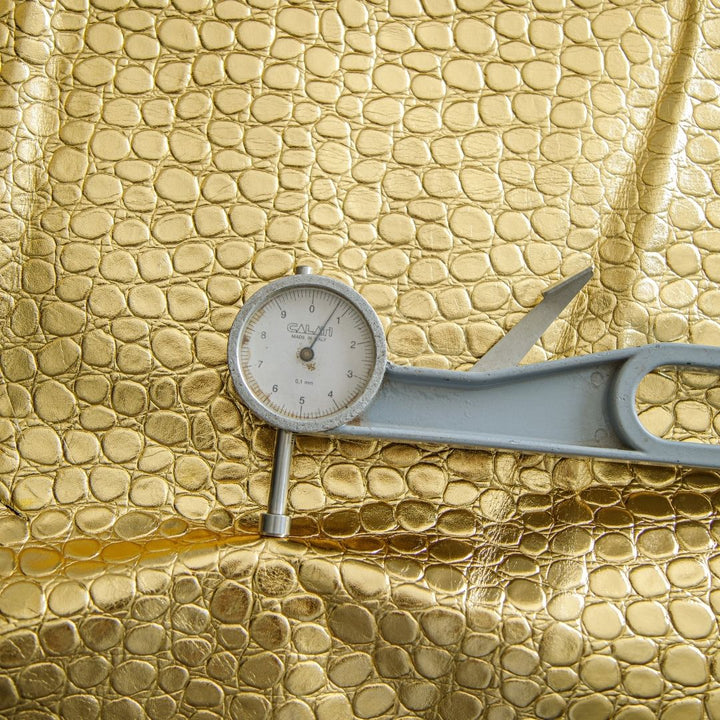 Golden Metallic crocodile embossed leather