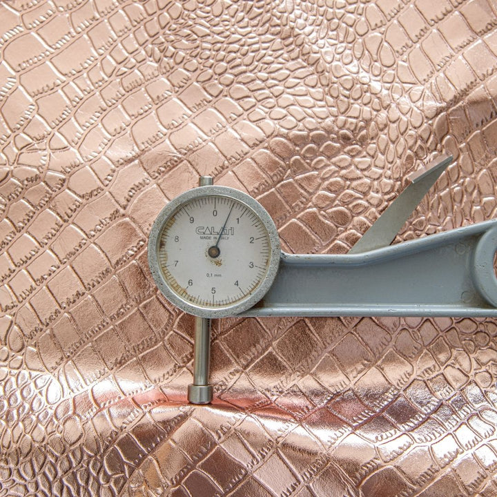 Pink Metallic Crocodile Embossed Cowhide Leather