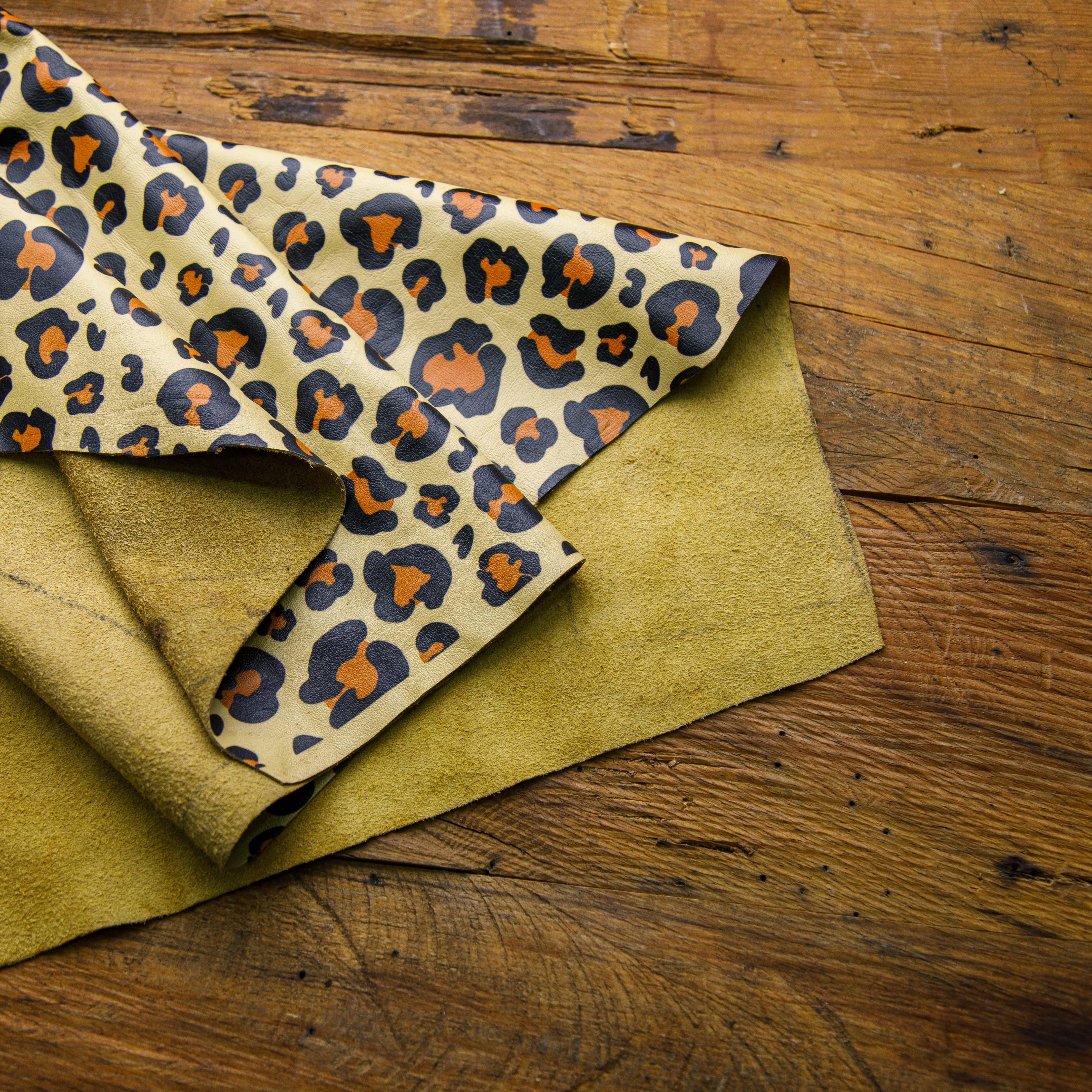 Black and Orange Mixed Pattern on Creamy Printed Leather