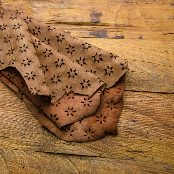 flower pattern dark brown leather