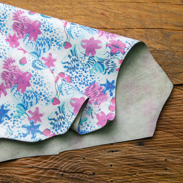 flower printed cowhide