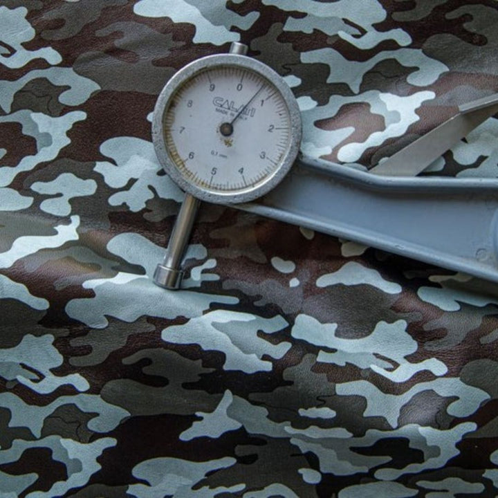 Camo Print Chrome tanned leather hide