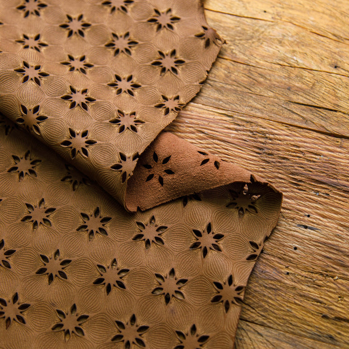 laser cut flower pattern leather