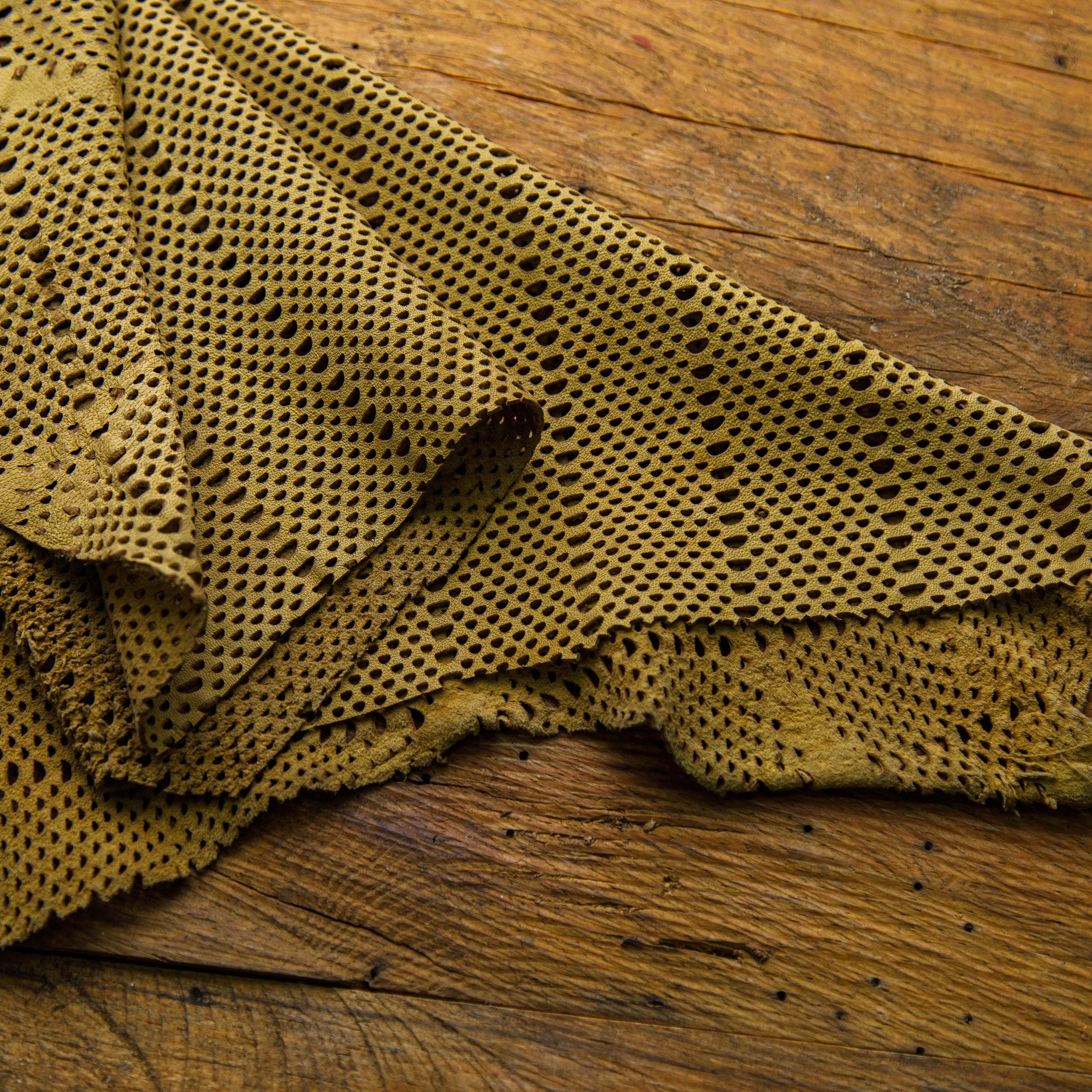 Brown Jali Pattern Laser Cut  Leather Skin