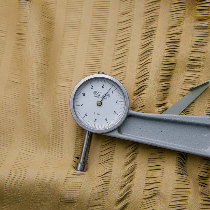 laser cut light brown leather skin