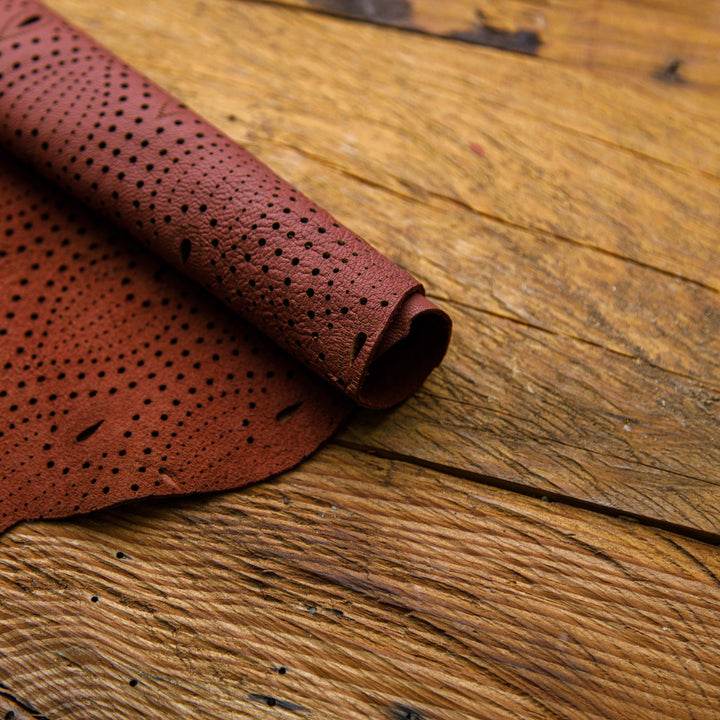 laser cut maroon leather