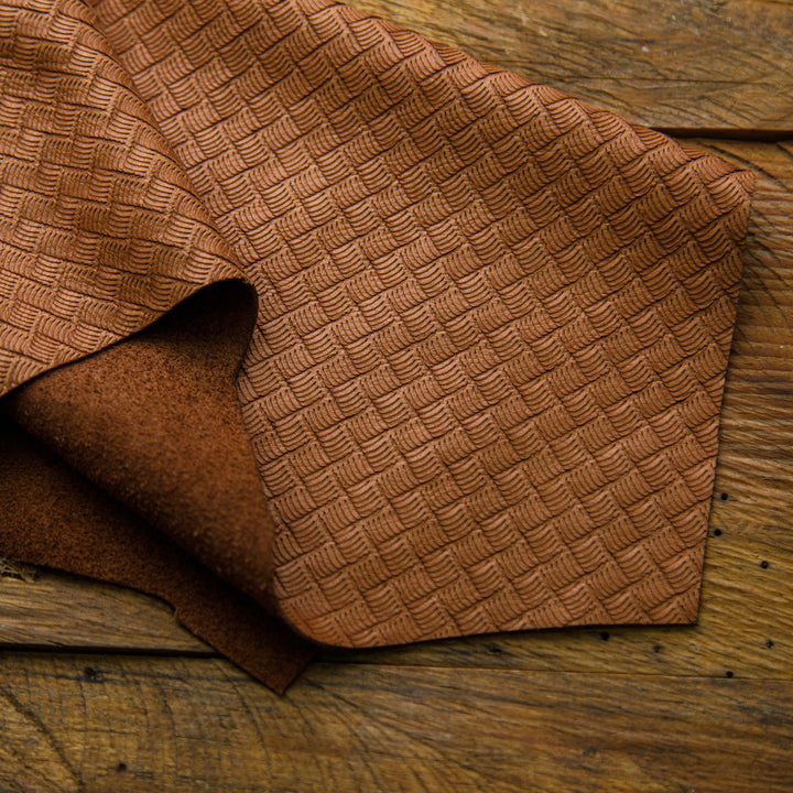 lux brown woven leather